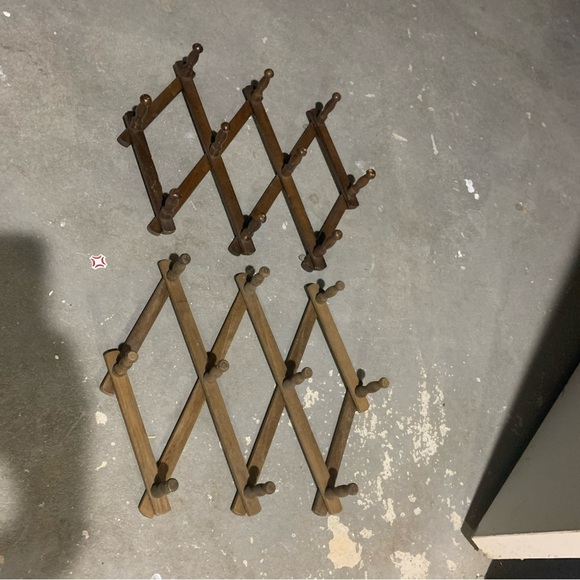 Vintage Country Style Wooden Expandable Wall Hooks Mug Racks Accordion Design - Picture 5 of 6